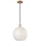 Arcadia White Mouchette 12" Wide Antique Copper Cord Hung Mini Pendant