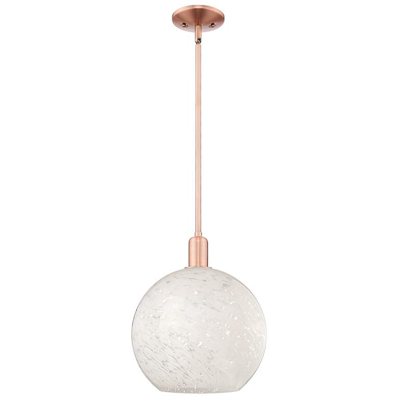 Image 1 Arcadia White Mouchette 12" Wide Antique Copper Stem Hung Mini Pendant