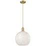 1_Arcadia White Mouchette 12" Wide Brushed Brass Cord Hung Mini Pendant