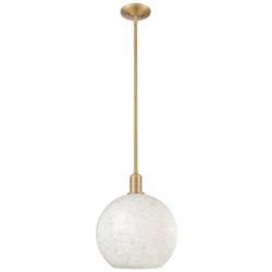 Arcadia White Mouchette 12" Wide Brushed Brass Stem Hung Mini Pendant