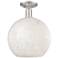 Arcadia White Mouchette 12" Wide Brushed Satin Nickel Semi.Flush Mount