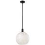 Arcadia White Mouchette 12" Wide Matte Black Stem Hung Mini Pendant