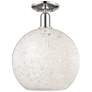 Arcadia White Mouchette 12" Wide Polished Nickel Semi.Flush Mount