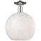 Arcadia White Mouchette 12" Wide Polished Nickel Semi.Flush Mount