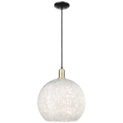 Arcadia White Mouchette 14"W Black And Brass Cord Hung Mini Pendant
