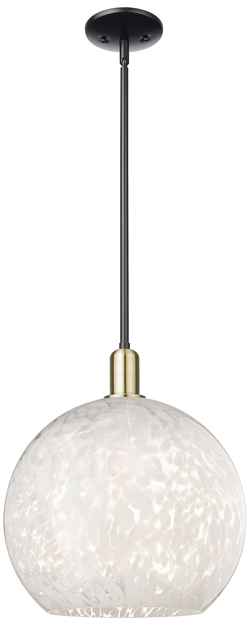 Arcadia White Mouchette 14"W Black And Brass Stem Hung Mini Pendant