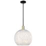 Arcadia White Mouchette 14"W Black And Brass Stem Hung Mini Pendant