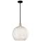 Arcadia White Mouchette 14"W Black And Brass Stem Hung Mini Pendant
