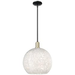 Arcadia White Mouchette 14"W Black And Brass Stem Hung Mini Pendant