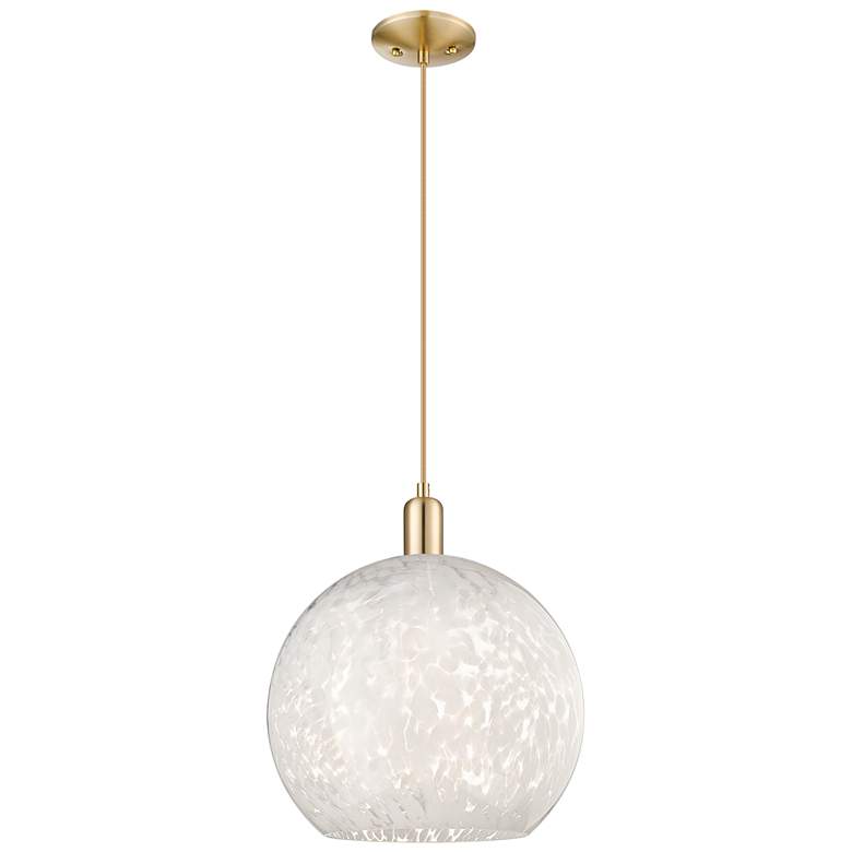 Image 1 Arcadia White Mouchette 14"W Champagne Bronze Cord Hung Mini Pendant