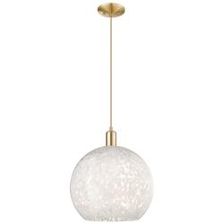 Arcadia White Mouchette 14"W Champagne Bronze Cord Hung Mini Pendant