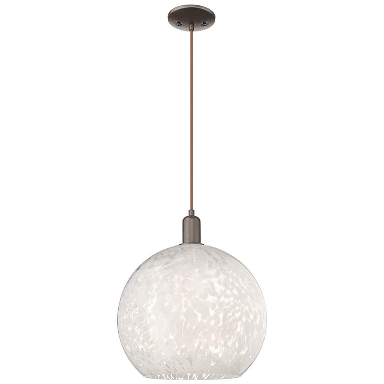 Image 1 Arcadia White Mouchette 14"W Oil Rubbed Bronze Cord Hung Mini Pendant