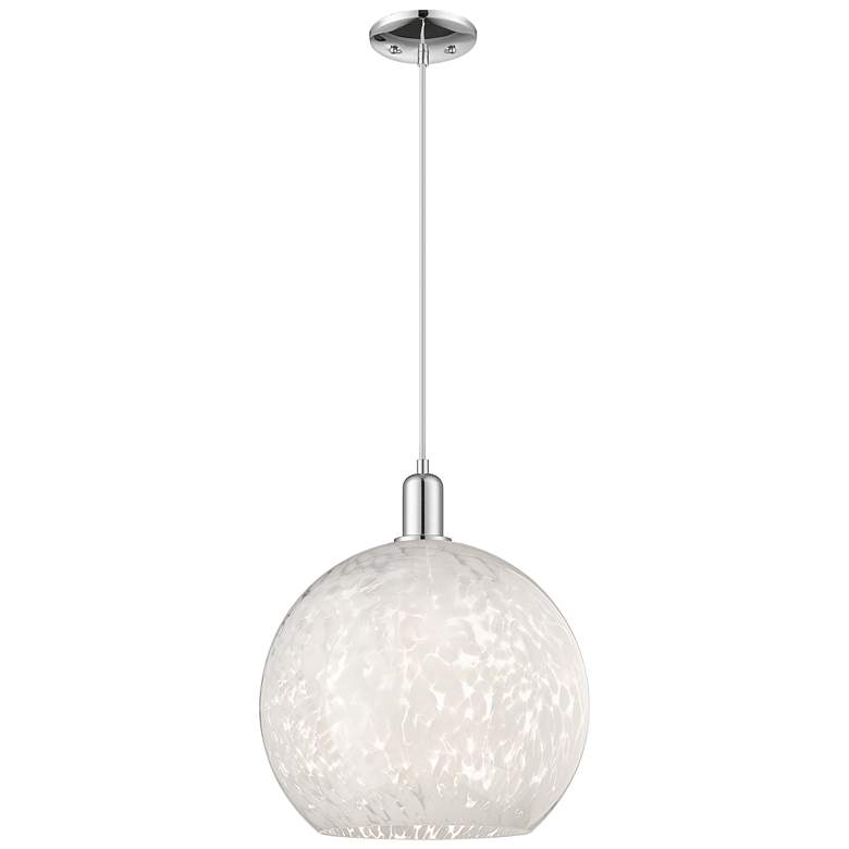 Image 1 Arcadia White Mouchette 14"W Polished Chrome Cord Hung Mini Pendant