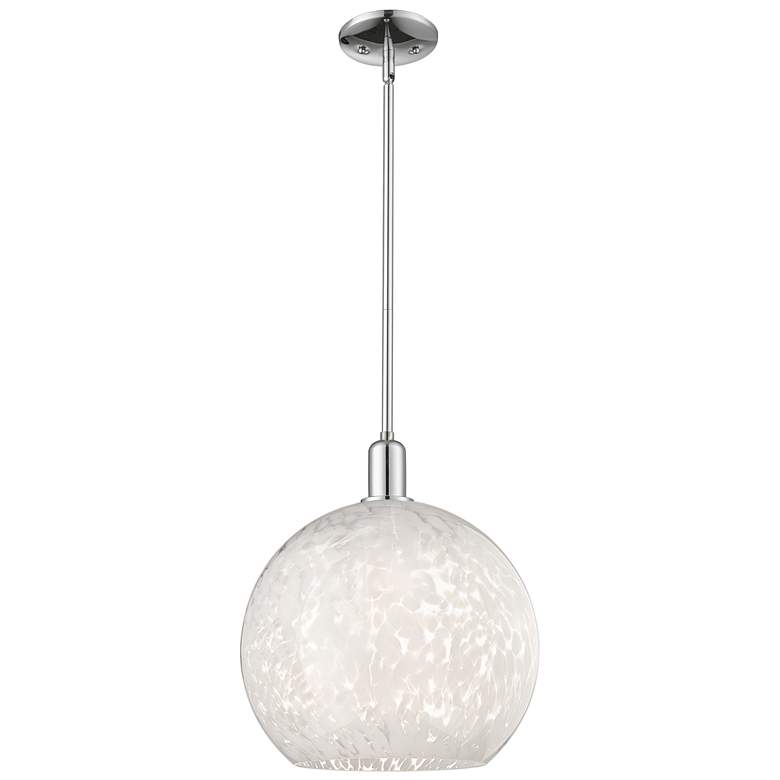 Image 1 Arcadia White Mouchette 14"W Polished Chrome Stem Hung Mini Pendant