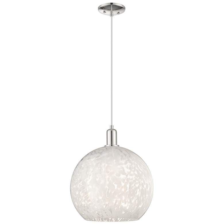 Image 1 Arcadia White Mouchette 14"W Polished Nickel Cord Hung Mini Pendant