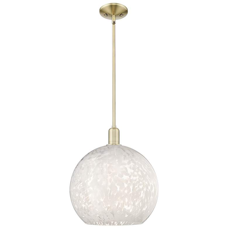 Image 1 Arcadia White Mouchette 14" Wide Antique Brass Stem Hung Mini Pendant