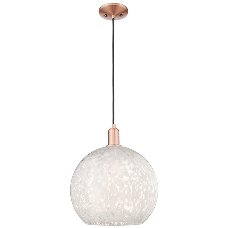 Image 1 Arcadia White Mouchette 14" Wide Antique Copper Cord Hung Mini Pendant