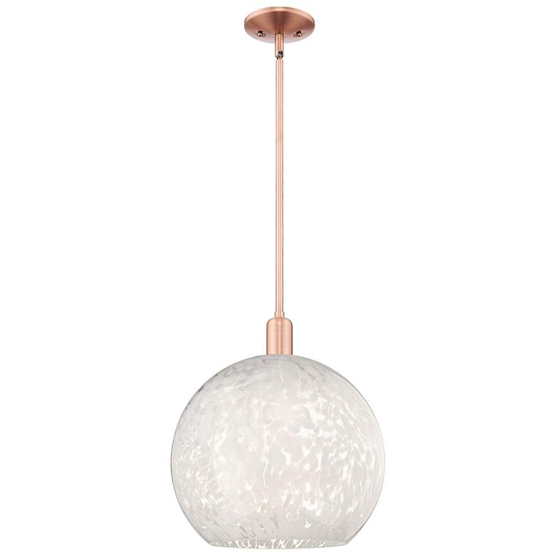 Image 1 Arcadia White Mouchette 14" Wide Antique Copper Stem Hung Mini Pendant