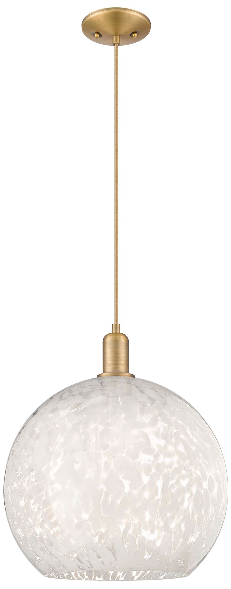 Arcadia White Mouchette 14" Wide Brushed Brass Cord Hung Mini Pendant