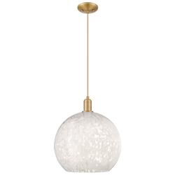 Arcadia White Mouchette 14" Wide Brushed Brass Cord Hung Mini Pendant