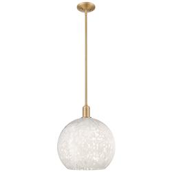 Arcadia White Mouchette 14" Wide Brushed Brass Stem Hung Mini Pendant