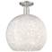 Arcadia White Mouchette 14" Wide Brushed Satin Nickel Semi.Flush Mount