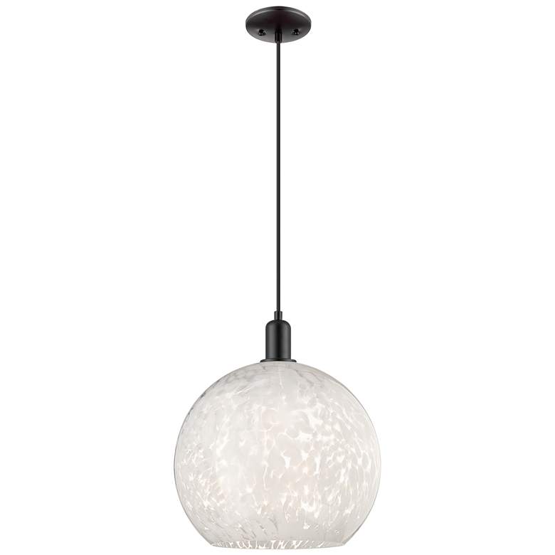 Image 1 Arcadia White Mouchette 14" Wide Matte Black Cord Hung Mini Pendant