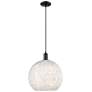 1_Arcadia White Mouchette 14" Wide Matte Black Cord Hung Mini Pendant