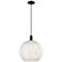 Arcadia White Mouchette 14" Wide Matte Black Cord Hung Mini Pendant