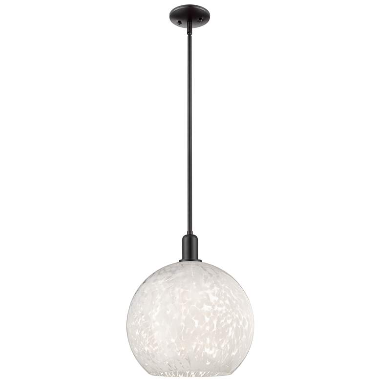 Image 1 Arcadia White Mouchette 14" Wide Matte Black Stem Hung Mini Pendant