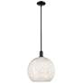Arcadia White Mouchette 14" Wide Matte Black Stem Hung Mini Pendant