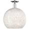 Arcadia White Mouchette 14" Wide Polished Chrome Semi.Flush Mount