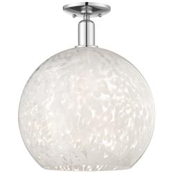 Arcadia White Mouchette 14" Wide Polished Chrome Semi.Flush Mount