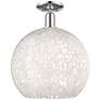 Arcadia White Mouchette 14" Wide Polished Nickel Semi.Flush Mount
