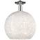Arcadia White Mouchette 14" Wide Polished Nickel Semi.Flush Mount