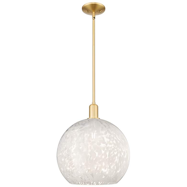 Image 1 Arcadia White Mouchette 14" Wide Satin Gold Stem Hung Mini Pendant