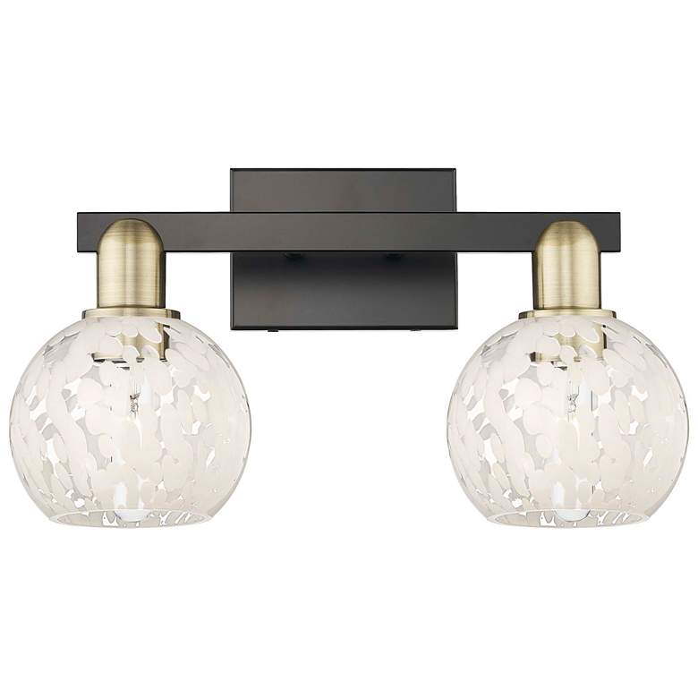 Image 1 Arcadia White Mouchette 17"W 2 Light Black Antique Brass Vanity Light