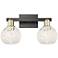 Arcadia White Mouchette 17"W 2 Light Black Antique Brass Vanity Light