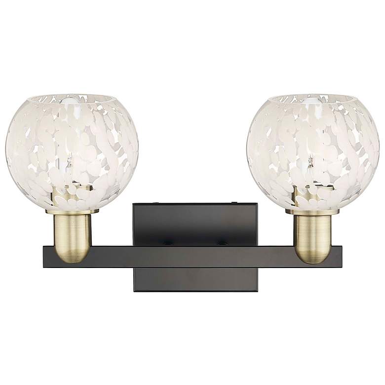 Image 2 Arcadia White Mouchette 17"W 2 Light Black Antique Brass Vanity Light more views
