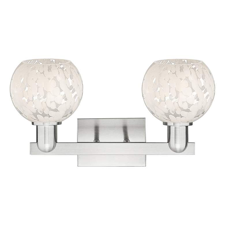 Image 2 Arcadia White Mouchette 17"W 2 Light Brushed Satin Nickel Vanity Light more views