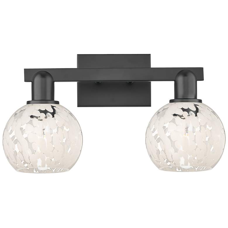 Image 1 Arcadia White Mouchette 17" Wide 2 Light Matte Black Bath Light With