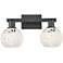 Arcadia White Mouchette 17" Wide 2 Light Matte Black Bath Light With