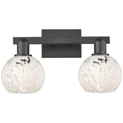 Arcadia White Mouchette 17" Wide 2 Light Matte Black Bath Light With