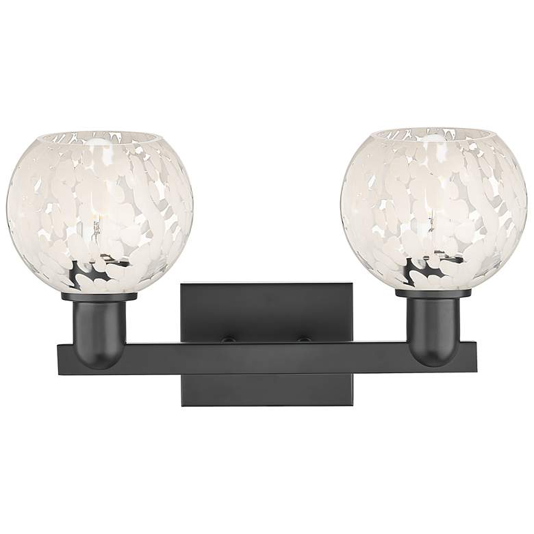 Image 2 Arcadia White Mouchette 17" Wide 2 Light Matte Black Bath Light With more views