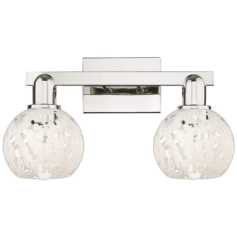 Image 1 Arcadia White Mouchette 17" Wide 2 Light Polished Nickel Vanity Light
