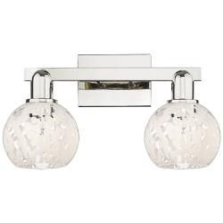Arcadia White Mouchette 17" Wide 2 Light Polished Nickel Vanity Light
