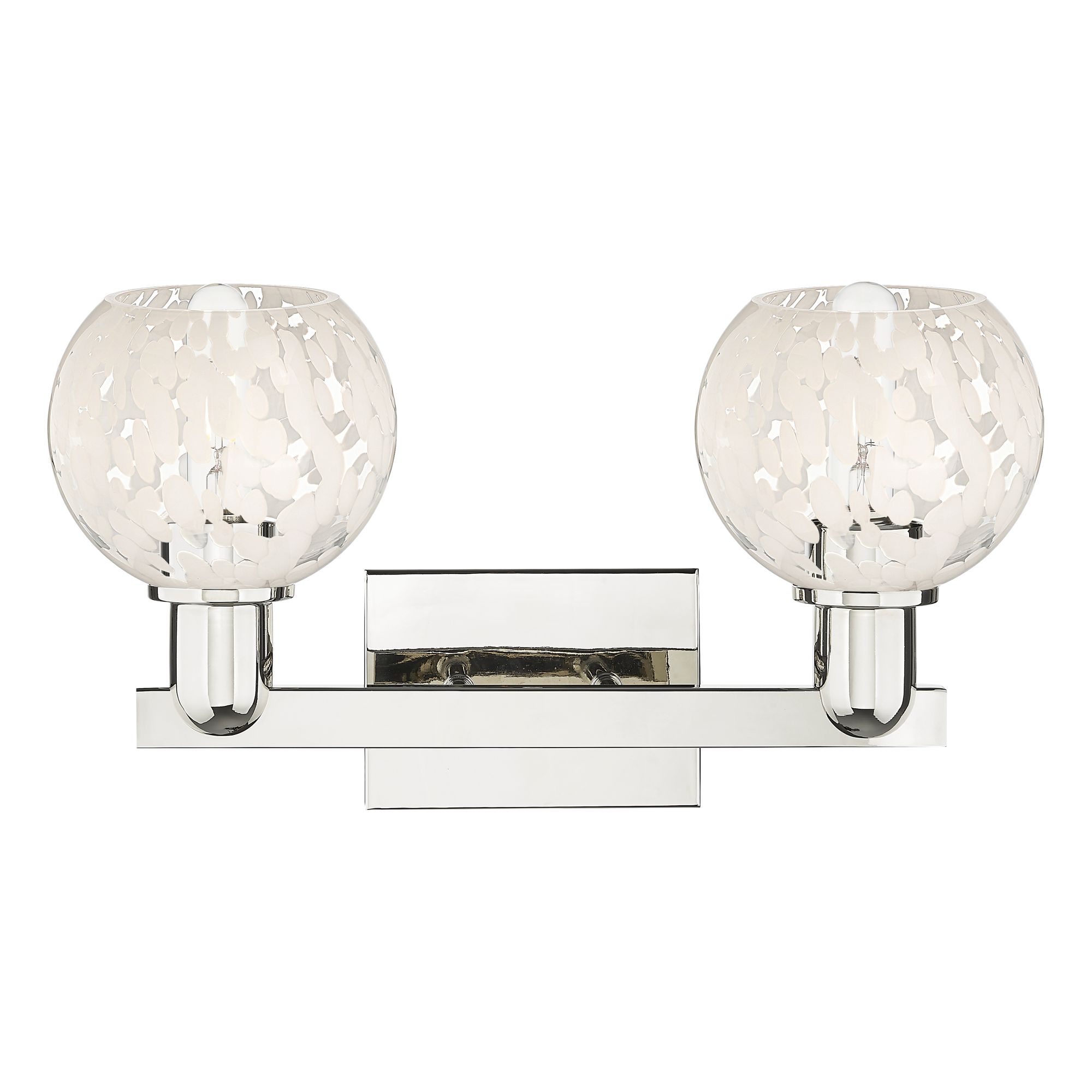 Image 2 Arcadia White Mouchette 17" Wide 2 Light Polished Nickel Vanity Light more views