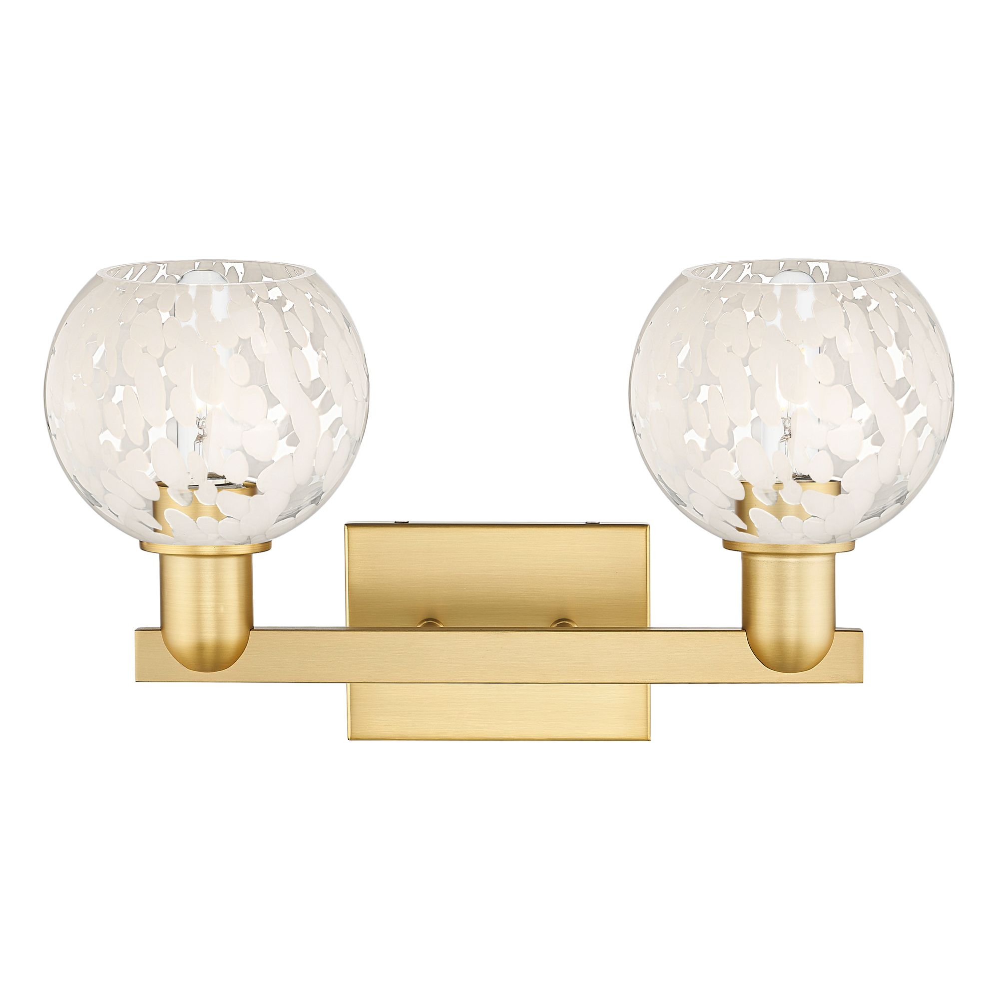 Image 2 Arcadia White Mouchette 17" Wide 2 Light Satin Gold Vanity Light With more views