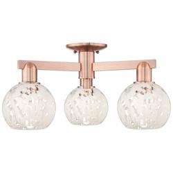 Arcadia White Mouchette 24"W 3 Light Antique Copper Semi.Flush Mount