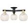 Arcadia White Mouchette 24"W 3 Light Black And Brass Semi.Flush Mount